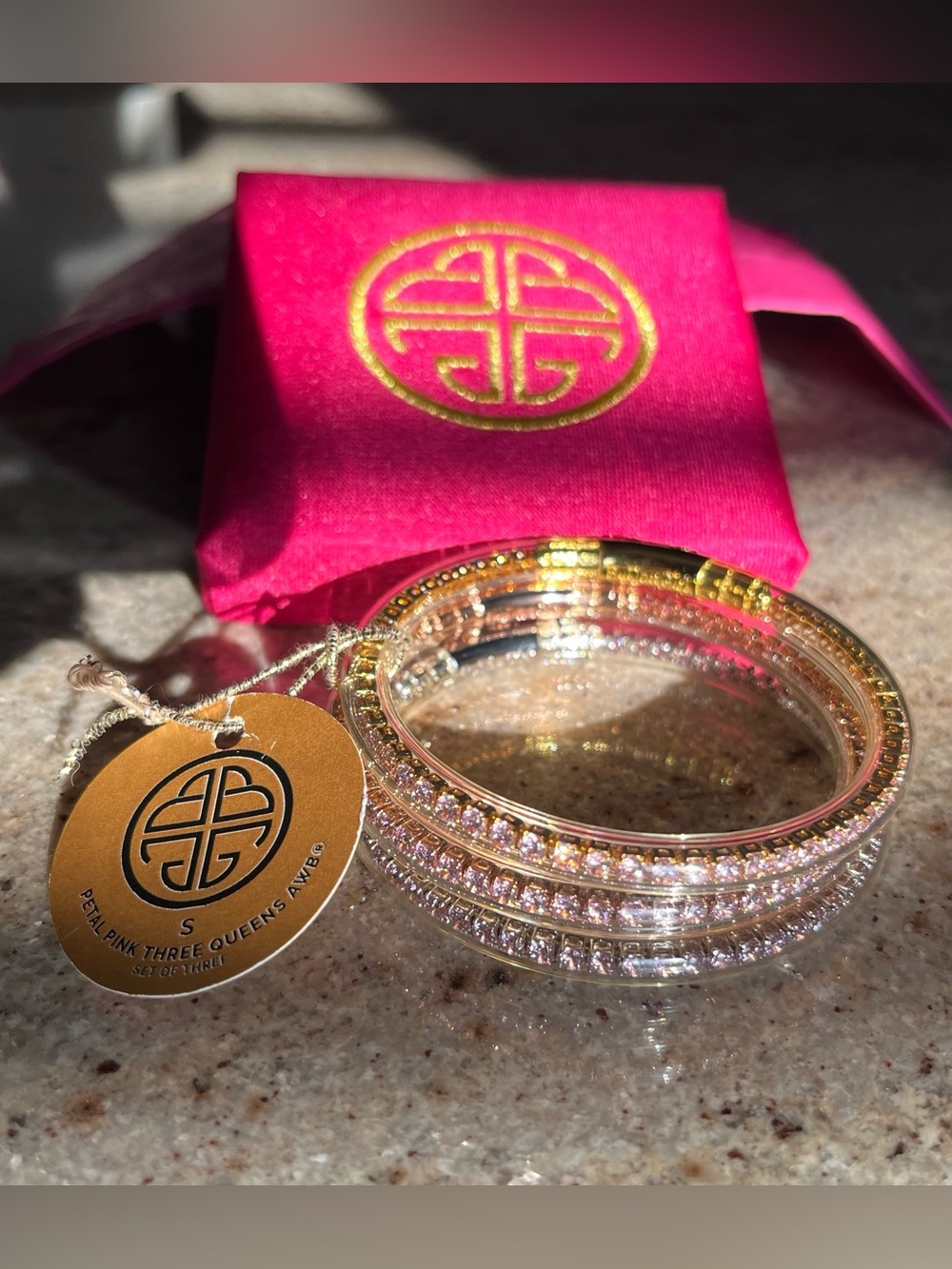 ✨New In Box BuDhaGirl Petal Pink Three Queens All Weather Bangles Set Small✨